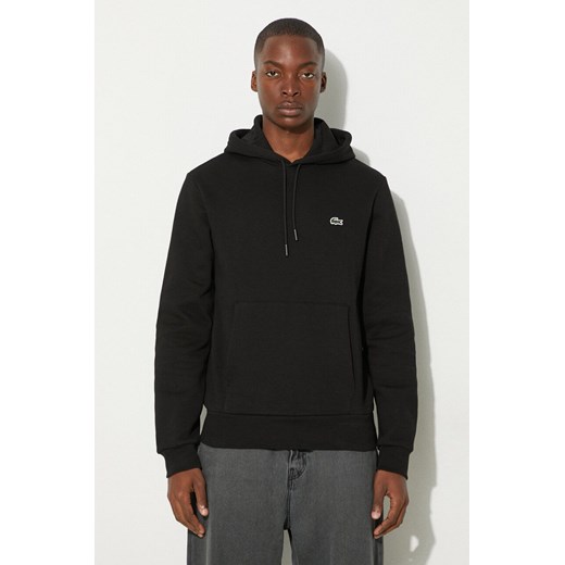 Lacoste bluza męska kolor czarny z kapturem gładka SH9623-031 Lacoste S PRM