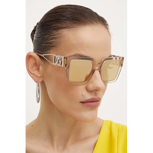 Dolce &amp; Gabbana okulary przeciwsłoneczne damskie kolor beżowy 0DG4446B ze sklepu ANSWEAR.com w kategorii Okulary przeciwsłoneczne damskie - zdjęcie 174799538