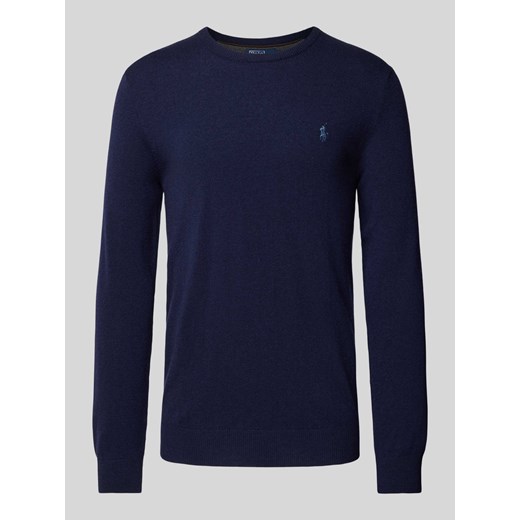 Sweter z dzianiny z wełny lana z okrągłym dekoltem ze sklepu Peek&Cloppenburg  w kategorii Swetry męskie - zdjęcie 174799996