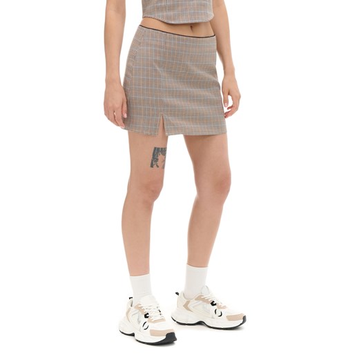 Cropp - Spódnica mini w kratę z wiskozą - brązowy ze sklepu Cropp w kategorii Spódnice - zdjęcie 174802396