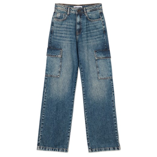 Cropp - Niebieskie jeansy baggy - niebieski Cropp 32 Cropp