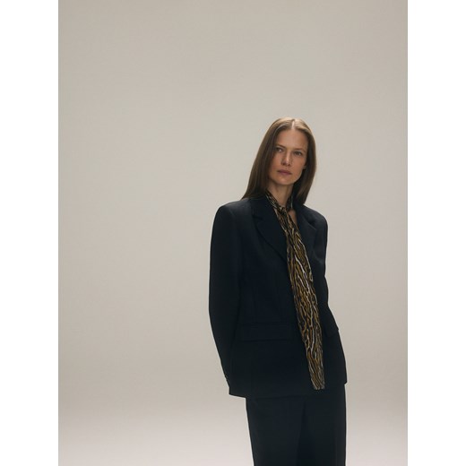 Reserved - Jednorzędowa marynarka z lnem - czarny Reserved XS Reserved