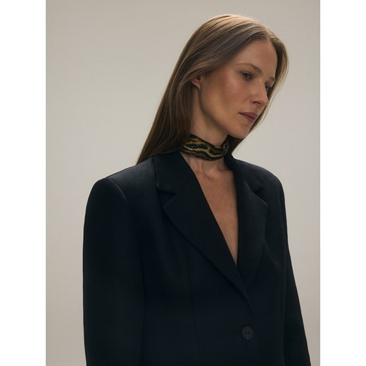 Reserved - Jednorzędowa marynarka z lnem - czarny Reserved L Reserved