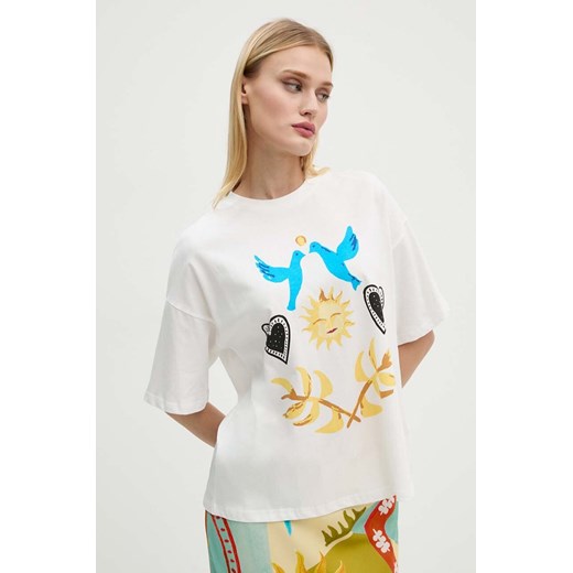 Never Fully Dressed t-shirt bawełniany White Sundazed Summer Tee damski kolor biały NFDTO1535 ze sklepu ANSWEAR.com w kategorii Bluzki damskie - zdjęcie 174805437