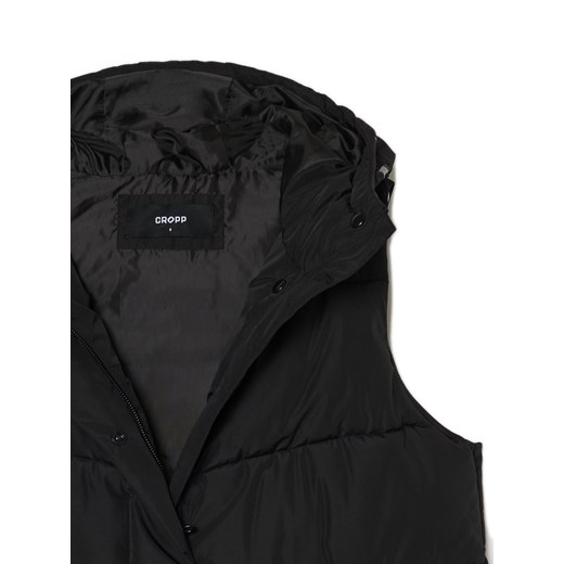 Cropp - Czarna kamizelka puffer z kapturem - czarny Cropp S Cropp