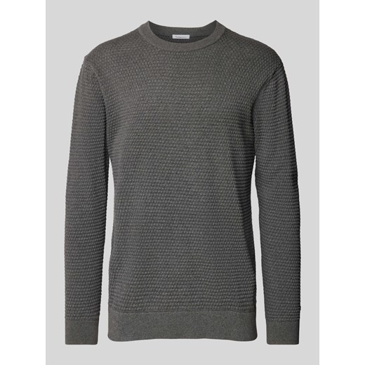 Sweter z dzianiny z fakturowanym wzorem model ‘VAGN’ ze sklepu Peek&Cloppenburg  w kategorii Swetry męskie - zdjęcie 174806769