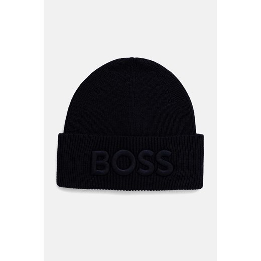 Boss Orange czapka wełniana kolor granatowy wełniana 50522449 ze sklepu ANSWEAR.com w kategorii Czapki zimowe męskie - zdjęcie 174809019