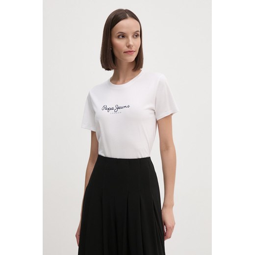 Pepe Jeans t-shirt bawełniany FIORE damski kolor biały PL505951 ze sklepu ANSWEAR.com w kategorii Bluzki damskie - zdjęcie 174809655