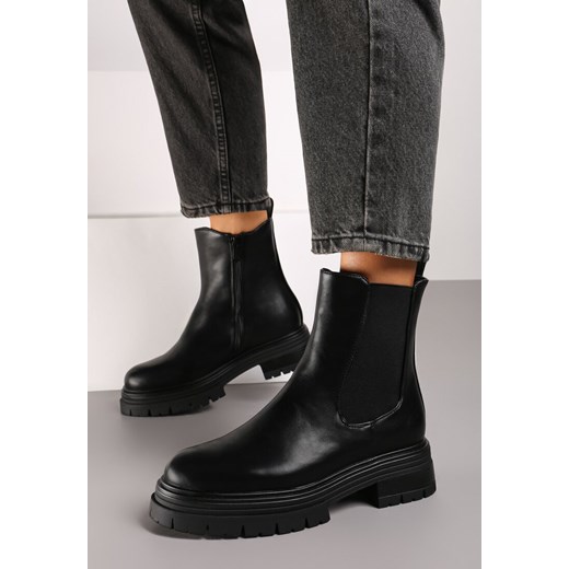 Czarne Płaskie Ocieplane Botki w Stylu Sztybletów Zetilie 39 okazja born2be.pl