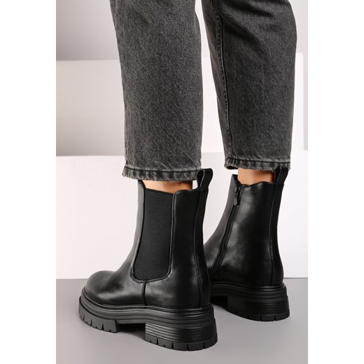 Czarne Płaskie Ocieplane Botki w Stylu Sztybletów Zetilie 40 born2be.pl promocyjna cena