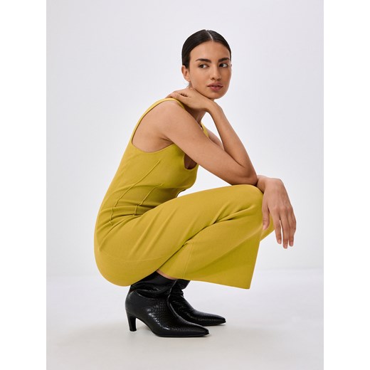 Reserved - Sukienka midi z wiskozą - warm olive Reserved M Reserved