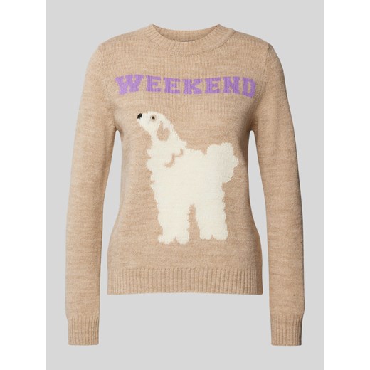 Sweter z dzianiny z prążkowanymi wykończeniami model ‘OMBROSA’ ze sklepu Peek&Cloppenburg  w kategorii Swetry damskie - zdjęcie 174817929