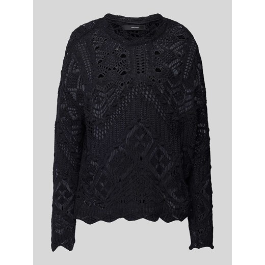 Sweter krótki z dzianiny z ażurowym wzorem model ‘KENIA’ ze sklepu Peek&Cloppenburg  w kategorii Swetry damskie - zdjęcie 174818017
