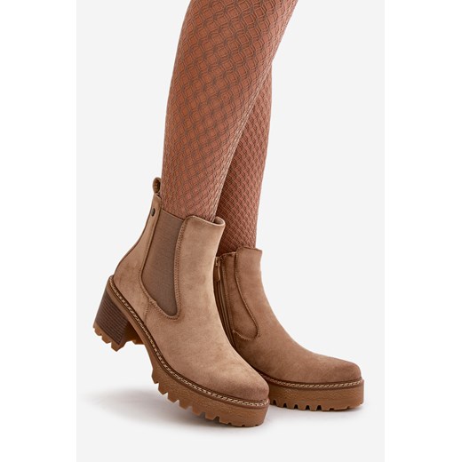 Botki Ps1 zamszowe z zamkiem 