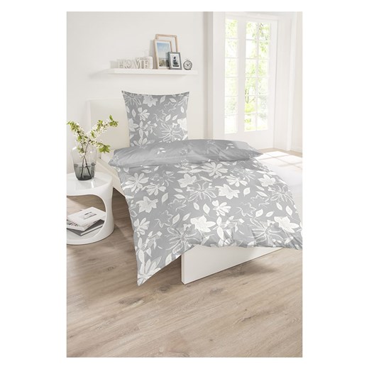 Schiesser Komplet pościeli renforcé &quot;Fleur&quot; w kolorze szarym Schiesser 155x220 cm wyprzedaż Limango Polska