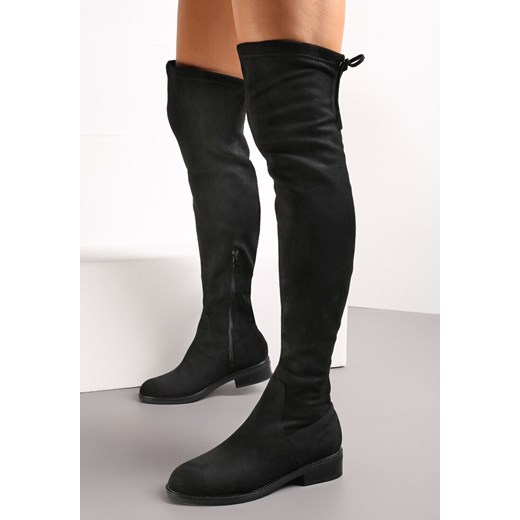 Czarne Kozaki za Kolano Zapinane na Suwak Calvina ze sklepu renee.pl w kategorii Kozaki damskie - zdjęcie 174820649