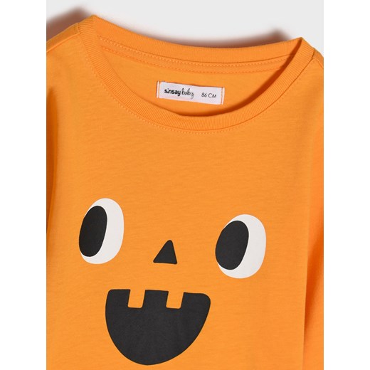 Sinsay - Koszulka z długimi rękawami - pomarańczowy Sinsay 74 Sinsay