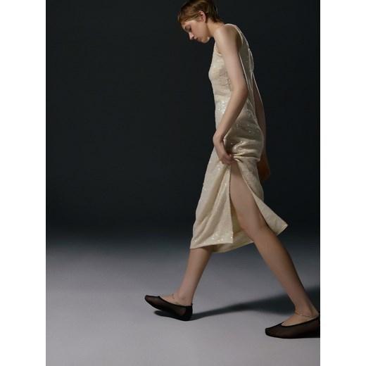 Reserved - Sukienka z cekinami - złamana biel Reserved XL Reserved