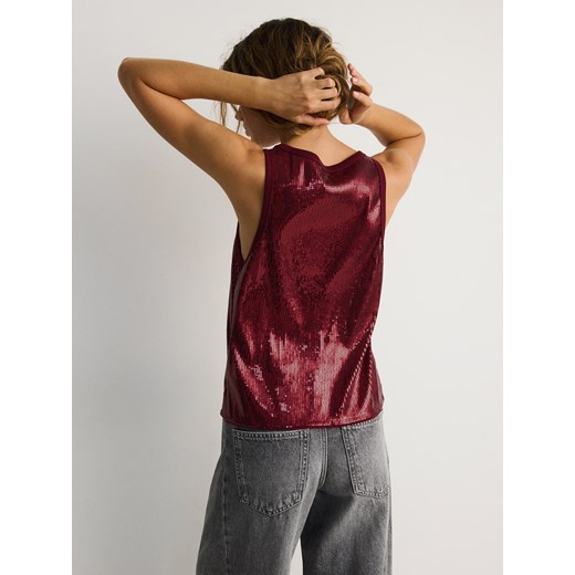 Reserved - Cekinowy top - kasztanowy Reserved S Reserved