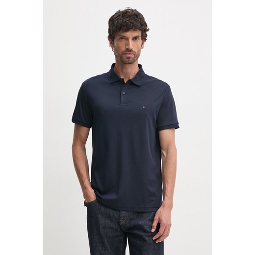 Tommy Hilfiger polo bawełniane kolor granatowy gładki ze sklepu ANSWEAR.com w kategorii T-shirty męskie - zdjęcie 174825798