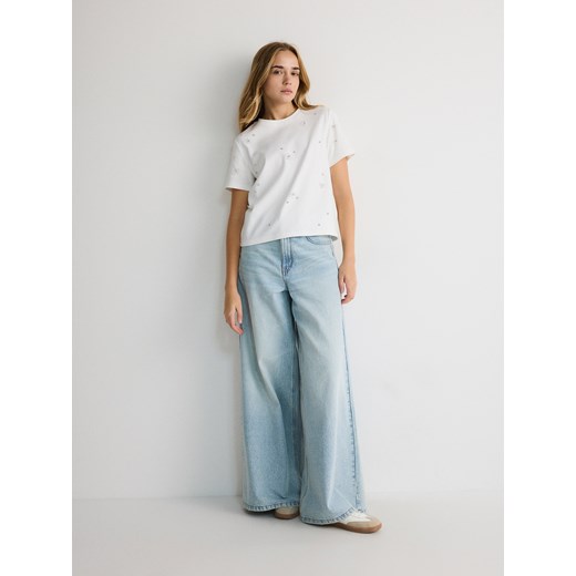 Reserved - T-shirt regular z aplikacjami - biały Reserved L Reserved