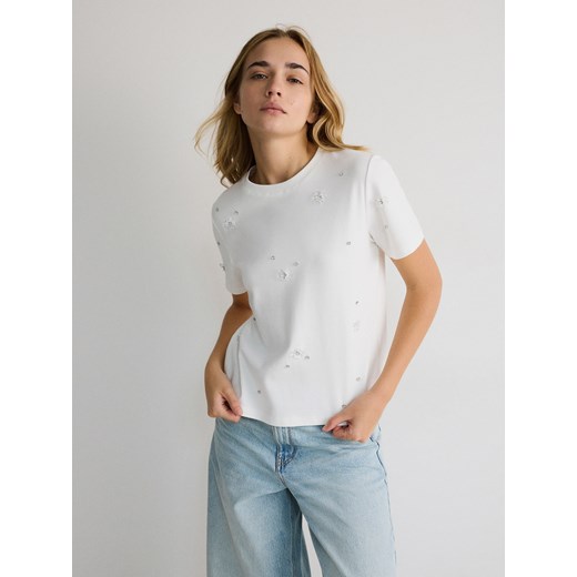 Reserved - T-shirt regular z aplikacjami - biały Reserved M Reserved