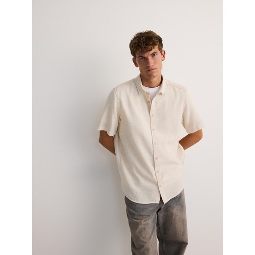 Reserved - Koszula regular fit z bawełną - beżowy Reserved S Reserved