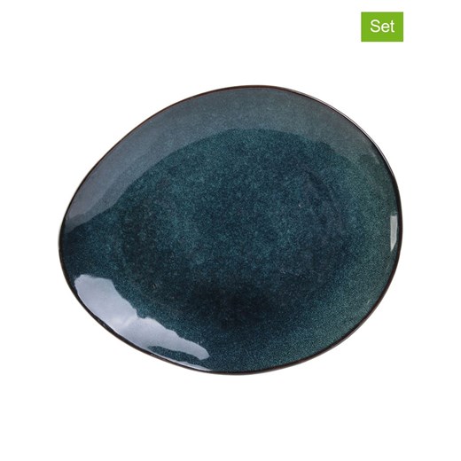 THE HOME DECO FACTORY Talerze śniadaniowe (12 szt.) w kolorze niebieskim - 22 x 18 cm ze sklepu Limango Polska w kategorii Naczynia - zdjęcie 174832157