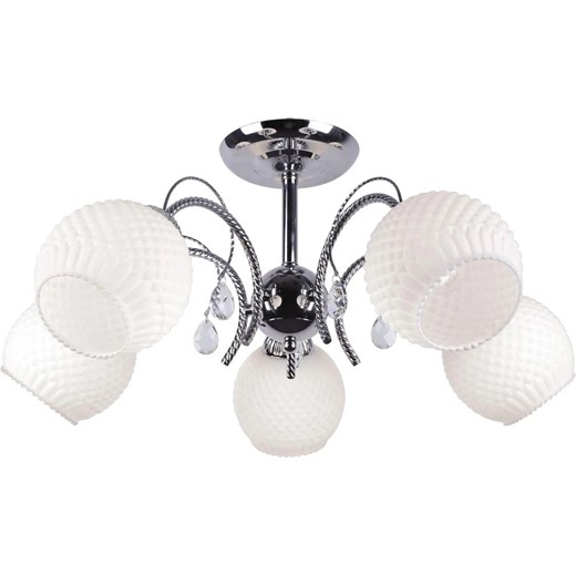 Pięcioramienny klasyczny żyrandol szklany klosz z kryształkami 3X S120 K8-E53 ze sklepu Edinos.pl w kategorii Lampy wiszące - zdjęcie 174833047