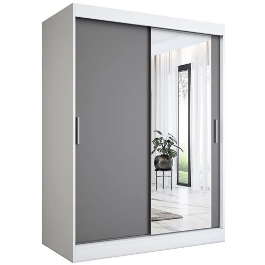 Szafa przesuwna biel + antracyt 150 cm W8-R17 ze sklepu Edinos.pl w kategorii Szafy - zdjęcie 174833095