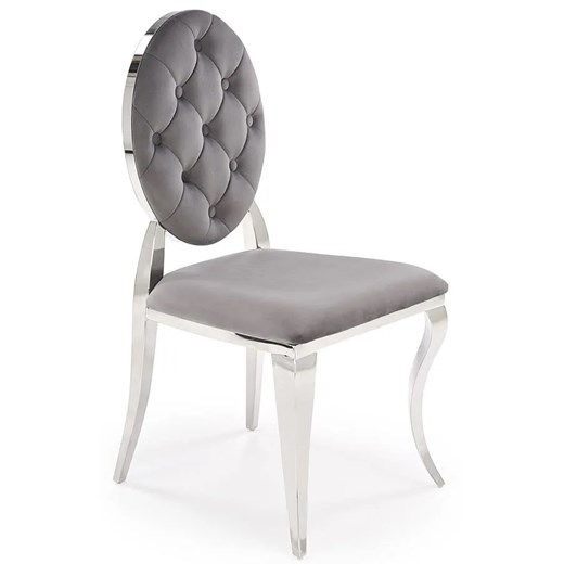 Krzesło medalion w stylu glamour popielaty + srebrny E8-R45 ze sklepu Edinos.pl w kategorii Krzesła - zdjęcie 174833226
