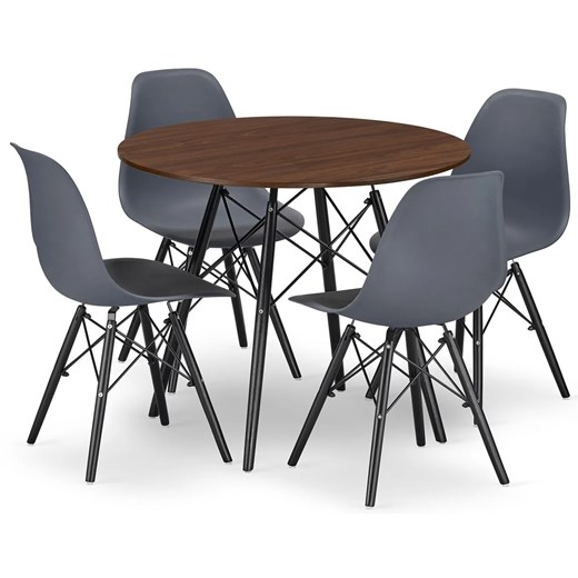 Stół 80 Cm Jesion Z 4 Krzesłami N1-R52 ze sklepu Edinos.pl w kategorii Zestawy mebli kuchennych - zdjęcie 174838747