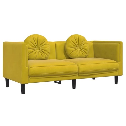 Aksamitna żółta sofa do salonu - FINO 4X ze sklepu Edinos.pl w kategorii Sofy i kanapy - zdjęcie 174839037