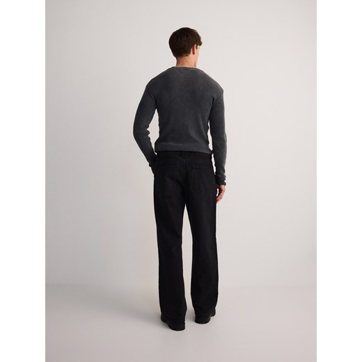 Reserved - Jeansy straight z przeszyciami - czarny Reserved 29 Reserved