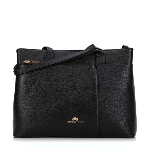 Damska shopperka ze skóry groszkowa czarno - złota ze sklepu WITTCHEN w kategorii Torby Shopper bag - zdjęcie 174843677