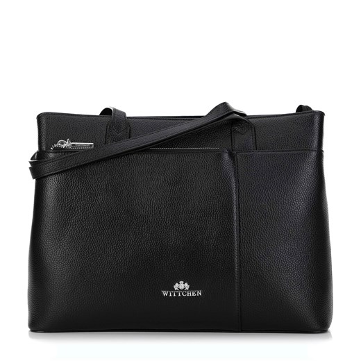 Damska shopperka ze skóry groszkowa czarno - srebrna ze sklepu WITTCHEN w kategorii Torby Shopper bag - zdjęcie 174843678