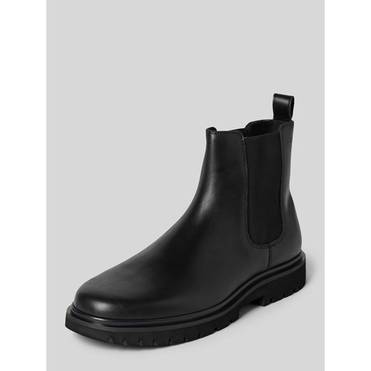 Buty chelsea ze skóry z detalem z logo ze sklepu Peek&Cloppenburg  w kategorii Buty zimowe męskie - zdjęcie 174845317