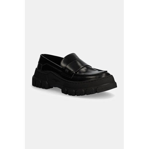 Weekend Max Mara mokasyny skórzane CONERO damskie kolor czarny na płaskim obcasie 2425526015600 ze sklepu ANSWEAR.com w kategorii Mokasyny damskie - zdjęcie 174847758