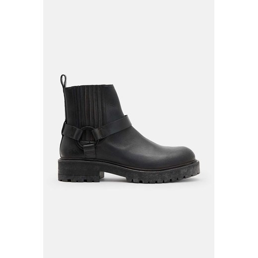 AllSaints buty skórzane Hank Biker Boot męskie kolor czarny M017FB ze sklepu ANSWEAR.com w kategorii Buty zimowe męskie - zdjęcie 174848029