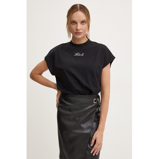 Karl Lagerfeld t-shirt damski kolor czarny 246W1721 ze sklepu ANSWEAR.com w kategorii Bluzki damskie - zdjęcie 174848367