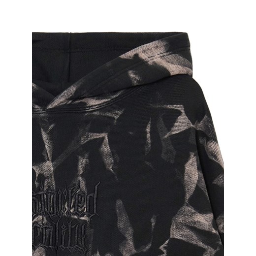 Cropp - Wzorzysta bluza z kapturem z naszywką - szary Cropp L Cropp