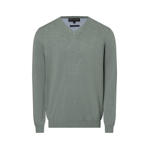 Finshley & Harding Sweter z dodatkiem kaszmiru Mężczyźni Bawełna seledynowy jednolity ze sklepu vangraaf w kategorii Swetry męskie - zdjęcie 174850309