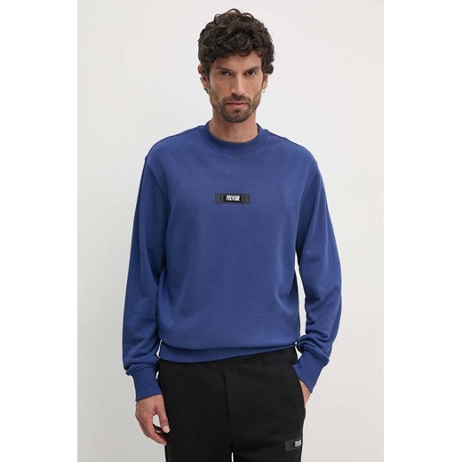 Versace Jeans Couture bluza bawełniana męska kolor granatowy z aplikacją 77GAI3R3 F0002 ze sklepu ANSWEAR.com w kategorii Bluzy męskie - zdjęcie 174850847