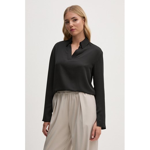 Calvin Klein bluzka damska kolor czarny gładka K20K208000 ze sklepu ANSWEAR.com w kategorii Bluzki damskie - zdjęcie 174850948