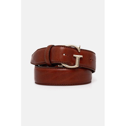 Guess pasek skórzany damski kolor brązowy ze sklepu ANSWEAR.com w kategorii Paski damskie - zdjęcie 174851355