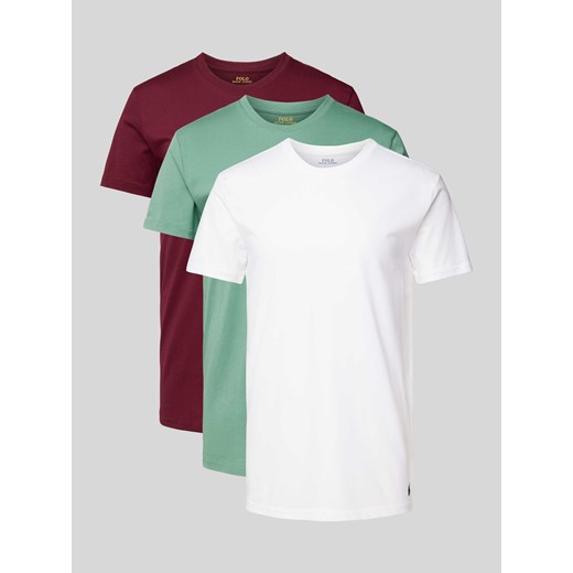 T-shirt z okrągłym prążkowanym dekoltem w zestawie 3 szt. ze sklepu Peek&Cloppenburg  w kategorii Podkoszulki męskie - zdjęcie 174852327