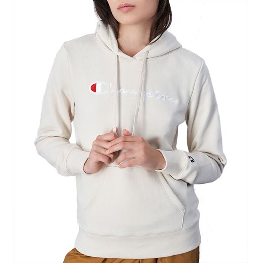 Bluza Champion Embroidered Big Script Logo Hoodie 117111-YS137 - beżowa ze sklepu streetstyle24.pl w kategorii Bluzy damskie - zdjęcie 174853865