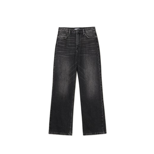 Cropp - Czarne jeansy baggy z postrzępieniami - czarny ze sklepu Cropp w kategorii Jeansy damskie - zdjęcie 174854548