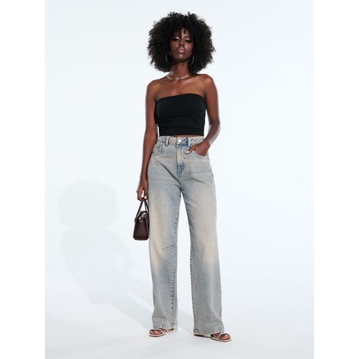 Sinsay - Jeansy baggy - turkusowy Sinsay 44 Sinsay