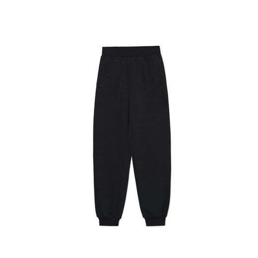 Cropp - Czarne dresowe joggery z nadrukiem - czarny Cropp S Cropp